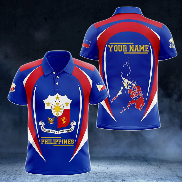 AIO Pride - Customize Philippines Map & Coat Of Arms Unisex Adult Polo Shirt