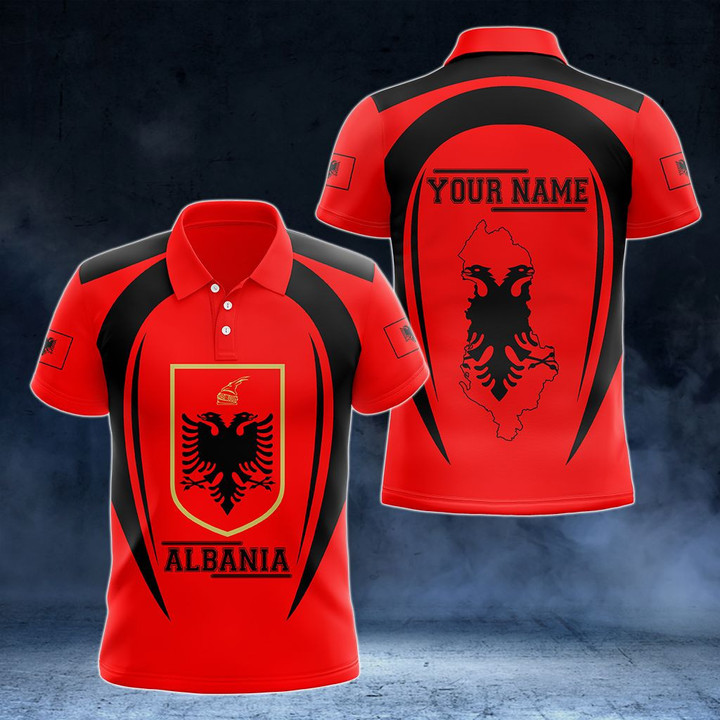 AIO Pride - Customize Albania Map & Coat Of Arms Unisex Adult Polo Shirt