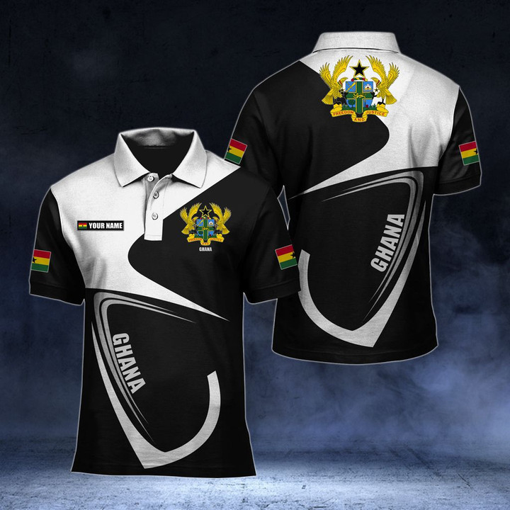 AIO Pride - Customize Ghana Coat Of Arms & Flag Unisex Adult Polo Shirt