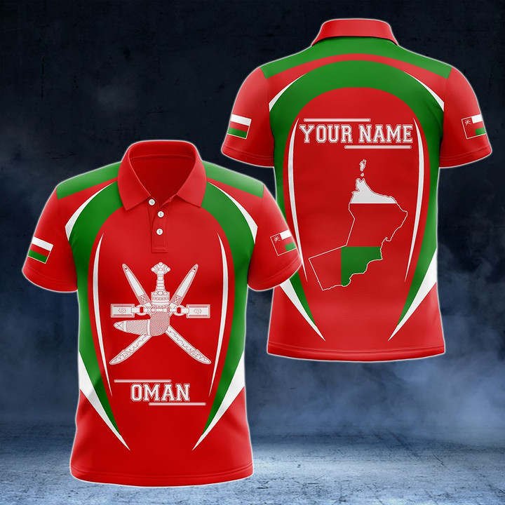 AIO Pride - Customize Oman Map & Coat Of Arms Unisex Adult Polo Shirt