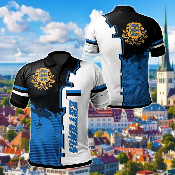 AIO Pride - Estonia Flag Crack Style Unisex Adult Polo Shirt