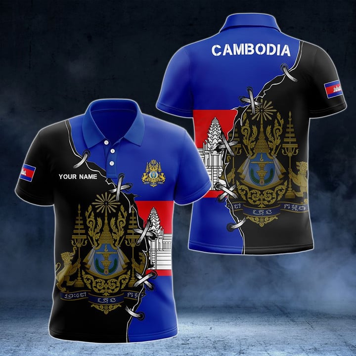 AIO Pride - Customize Cambodia Flag Unisex Adult Polo Shirt