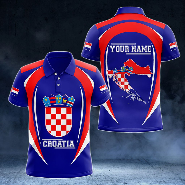 AIO Pride - Customize Croatia Map & Coat Of Arms Unisex Adult Polo Shirt