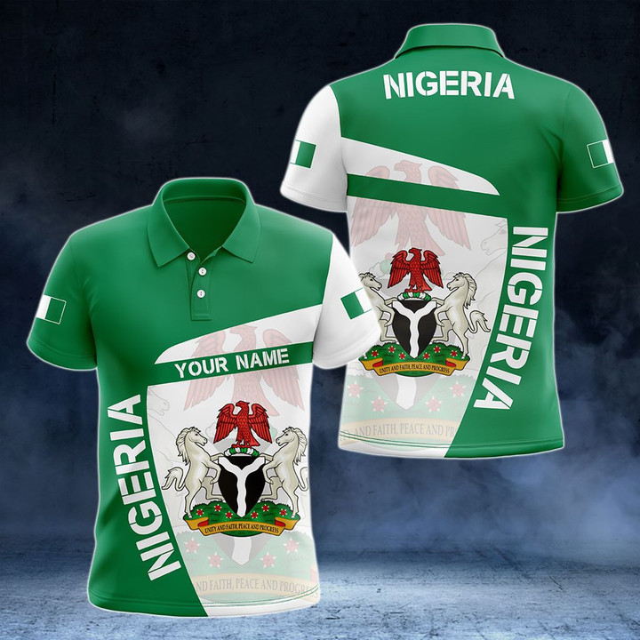 AIO Pride - Customize Nigeria Coat Of Arms - Premium Style Unisex Adult Polo Shirt