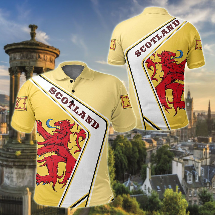 AIO Pride - Scotland - Royal Banner Lion Rampant Yellow Unisex Adult Polo Shirt