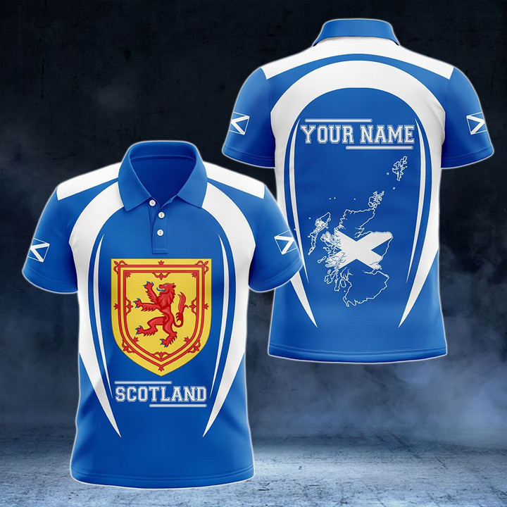 AIO Pride - Customize Scotland Map & Coat Of Arms Unisex Adult Polo Shirt