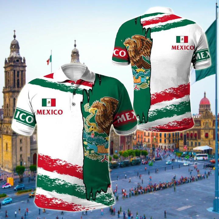 AIO Pride - Mexico Coat Of Arms A Half Style Unisex Adult Polo Shirt