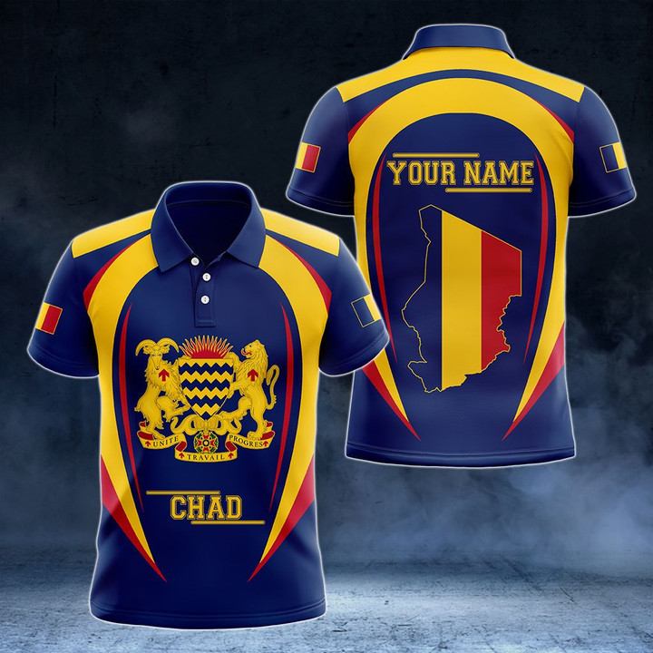 AIO Pride - Customize Chad Map & Coat Of Arms Unisex Adult Polo Shirt