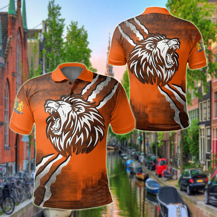 AIO Pride - Netherlands Lion Attack Unisex Adult Polo Shirt