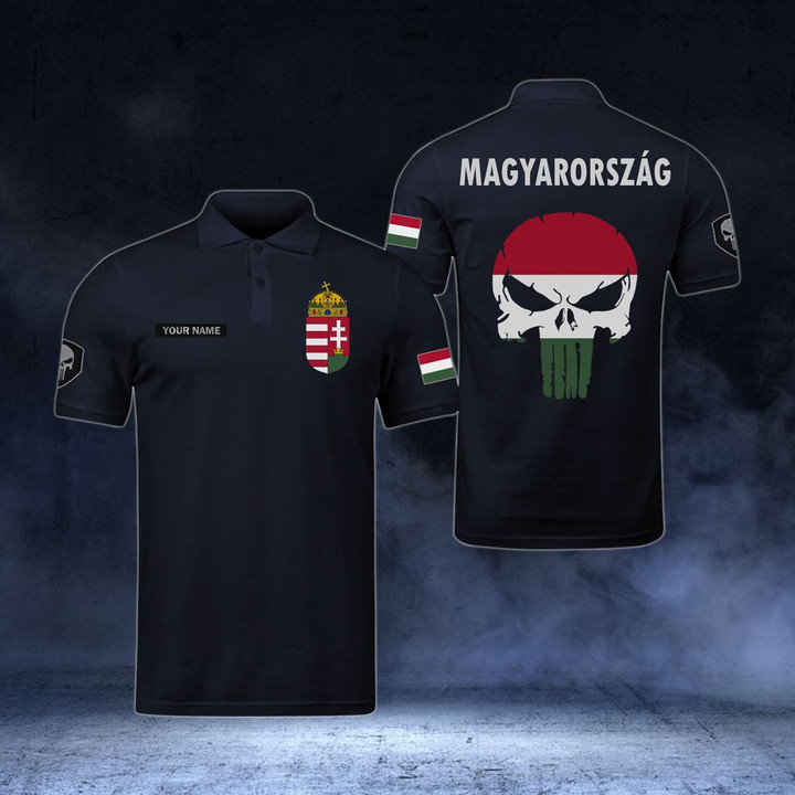 AIO Pride - Customize (Magyarország) Hungary Coat Of Arms - Skull Flag Polo Shirt