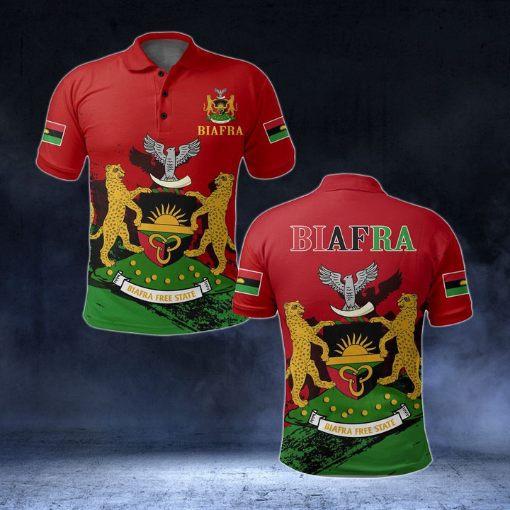 AIO Pride - Biafra Coat Of Arms - Red Unisex Adult Polo Shirt