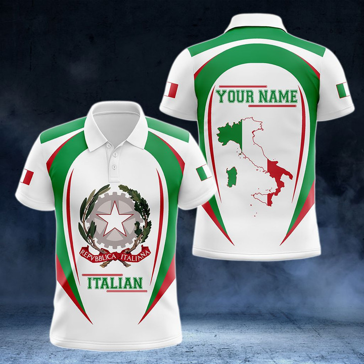 AIO Pride - Customize Italian Map & Coat Of Arms Unisex Adult Polo Shirt