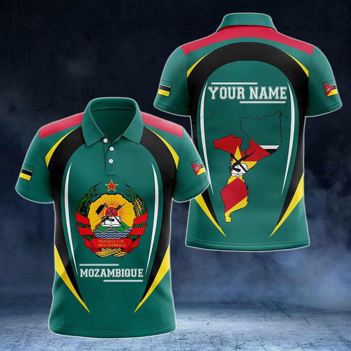 AIO Pride - Customize Mozambique Map & Coat Of Arms Unisex Adult Polo Shirt
