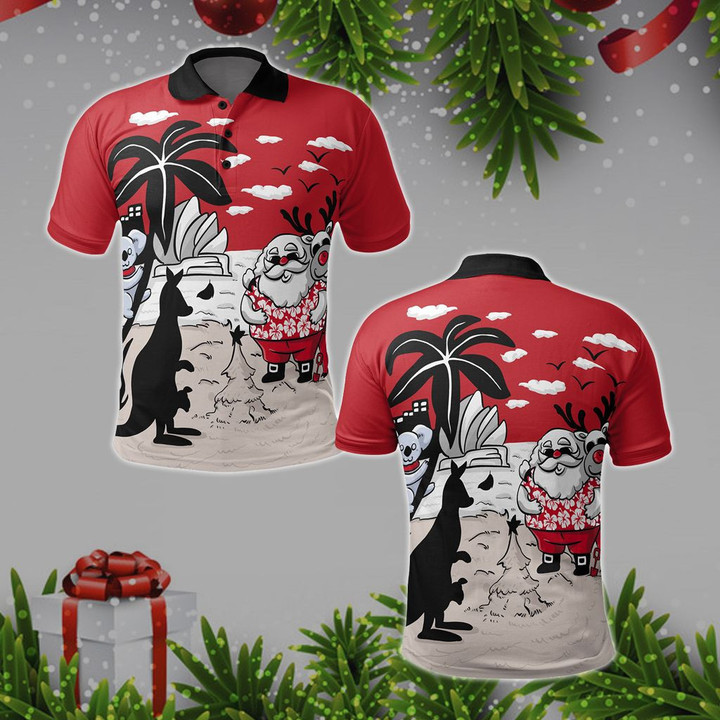 AIO Pride - Santa Claus Kangaroo - Red Unisex Adult Polo Shirt