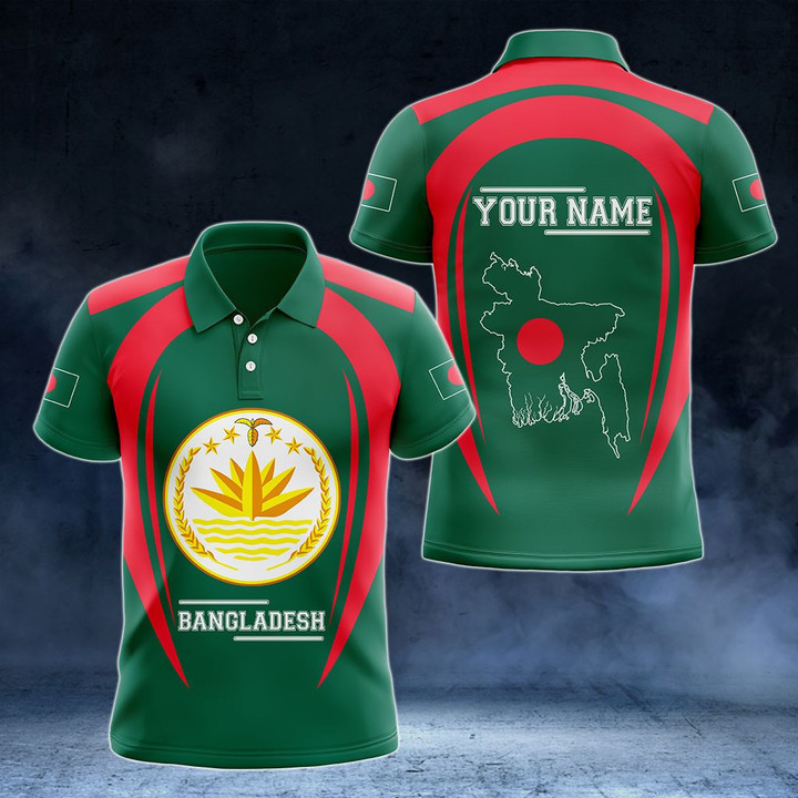 AIO Pride - Customize Bangladesh Map & Coat Of Arms Unisex Adult Polo Shirt