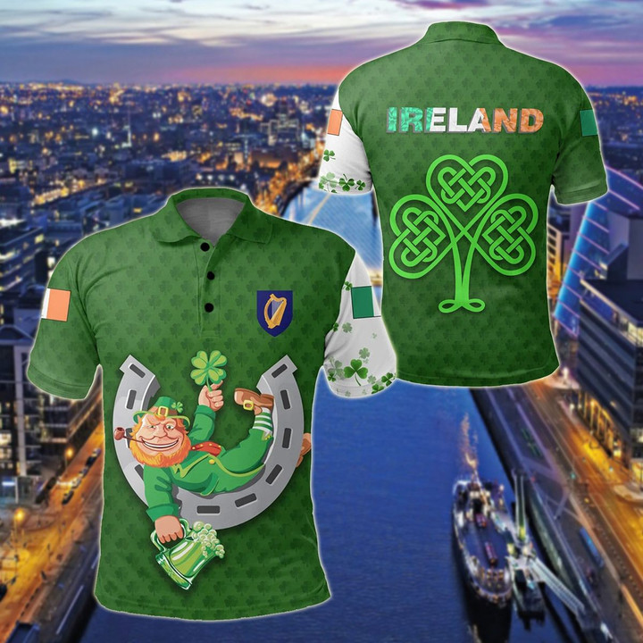 AIO Pride - Ireland Shamrock Saint Patrick's Day Unisex Adult Polo Shirt