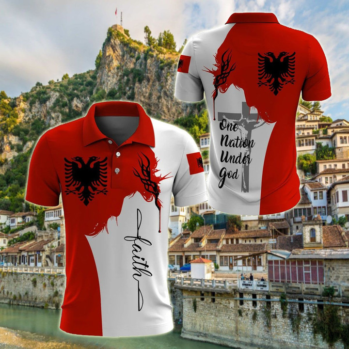 AIO Pride - Jesus Albania Faith Unisex Adult Polo Shirt
