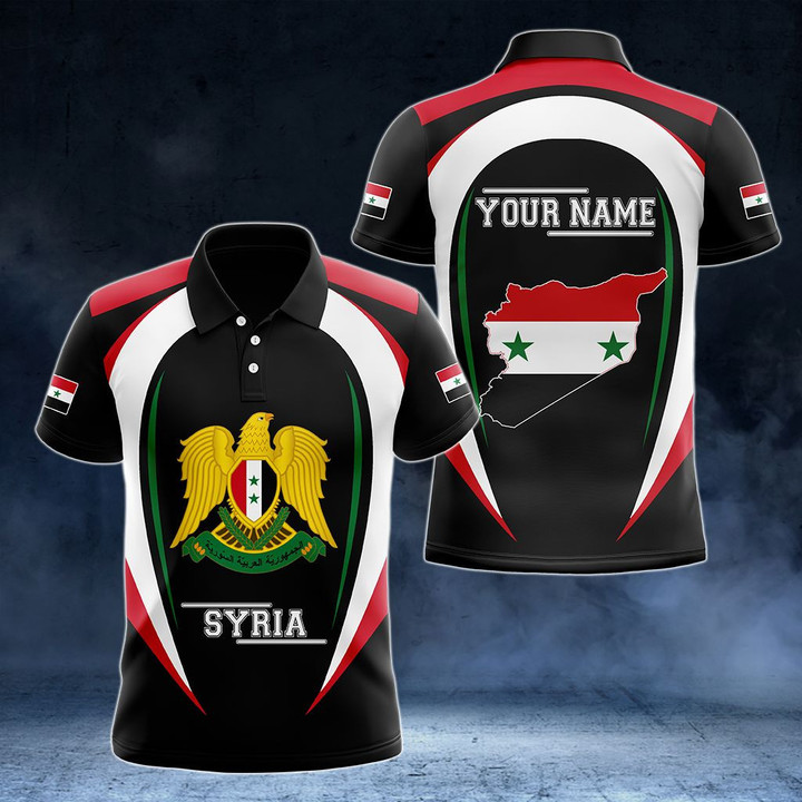 AIO Pride - Customize Syria Map & Coat Of Arms Unisex Adult Polo Shirt