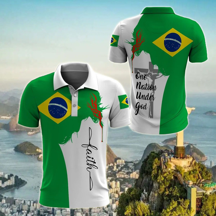 AIO Pride - Jesus Brazil Faith Unisex Adult Polo Shirt