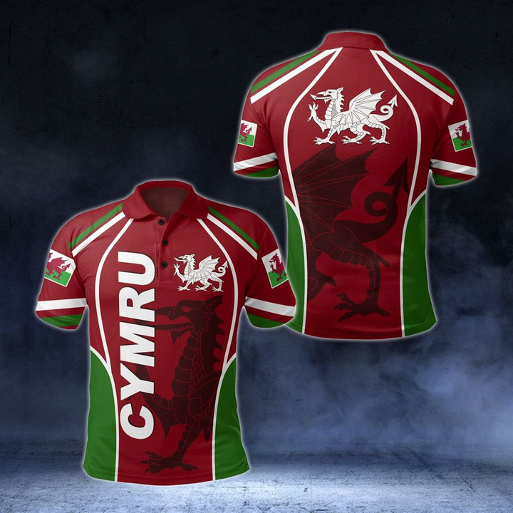 AIO Pride - Cymru Red Dragon Unisex Adult Polo Shirt