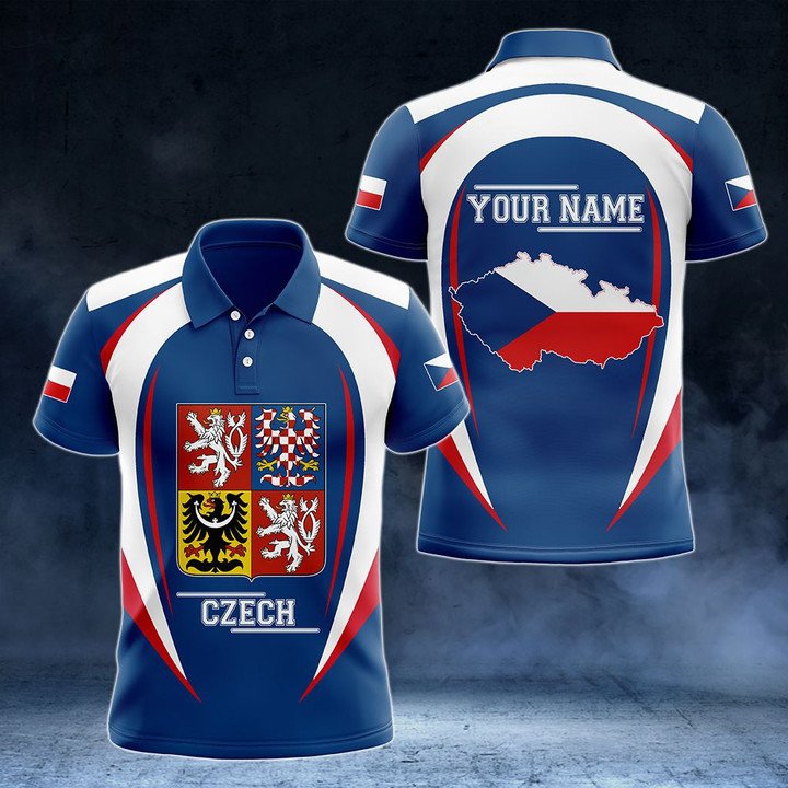 AIO Pride - Customize Czech Republic Map & Coat Of Arms Unisex Adult Polo Shirt