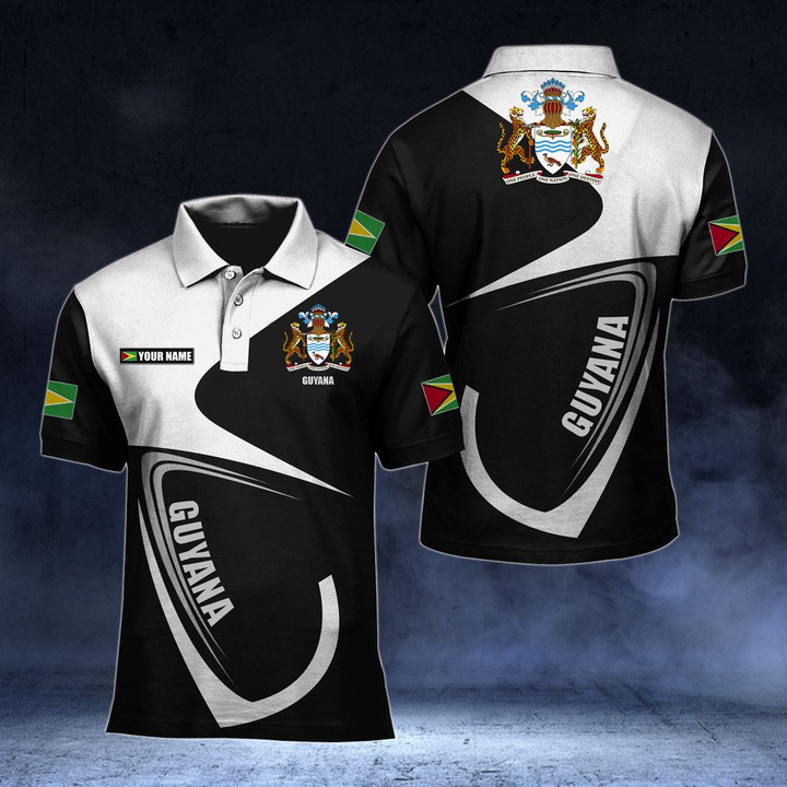 AIO Pride - Customize Guyana Coat Of Arms & Flag Unisex Adult Polo Shirt