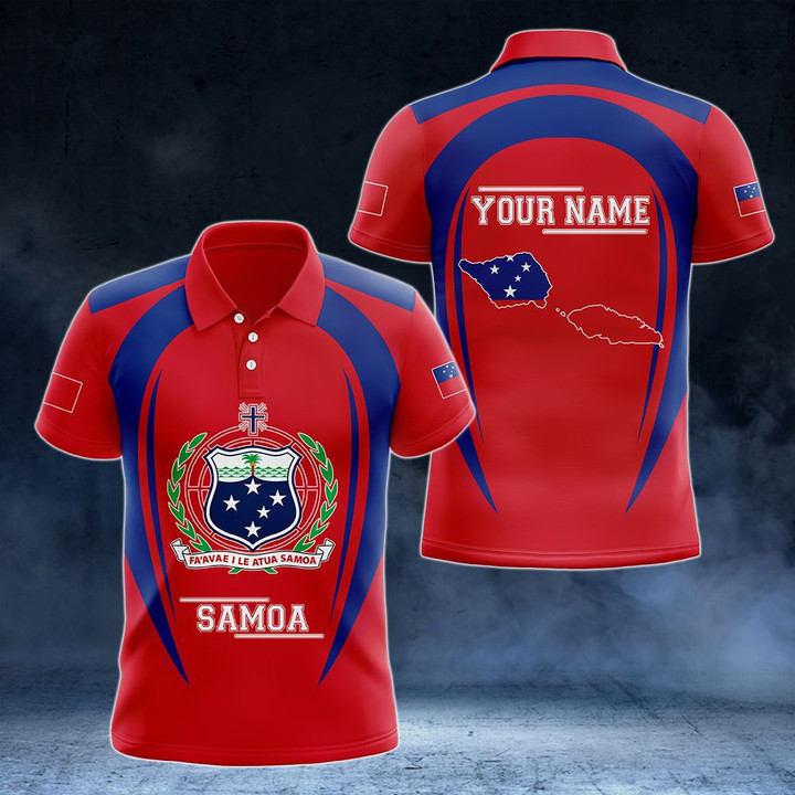 AIO Pride - Customize Samoa Map & Coat Of Arms Unisex Adult Polo Shirt