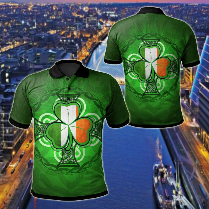 AIO Pride - Ireland Shamrock With Celtic Cross Unisex Adult Polo Shirt