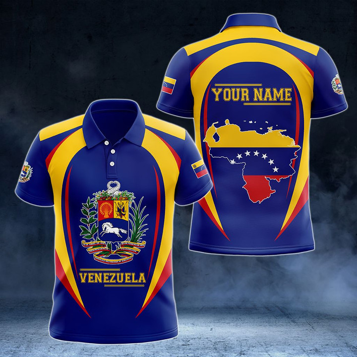 AIO Pride - Customize Venezuela Map & Coat Of Arms Unisex Adult Polo Shirt