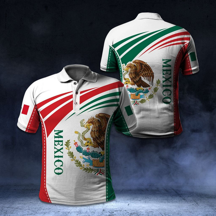 AIO Pride - Mexico Coat Of Arms Design Unisex Adult Polo Shirt