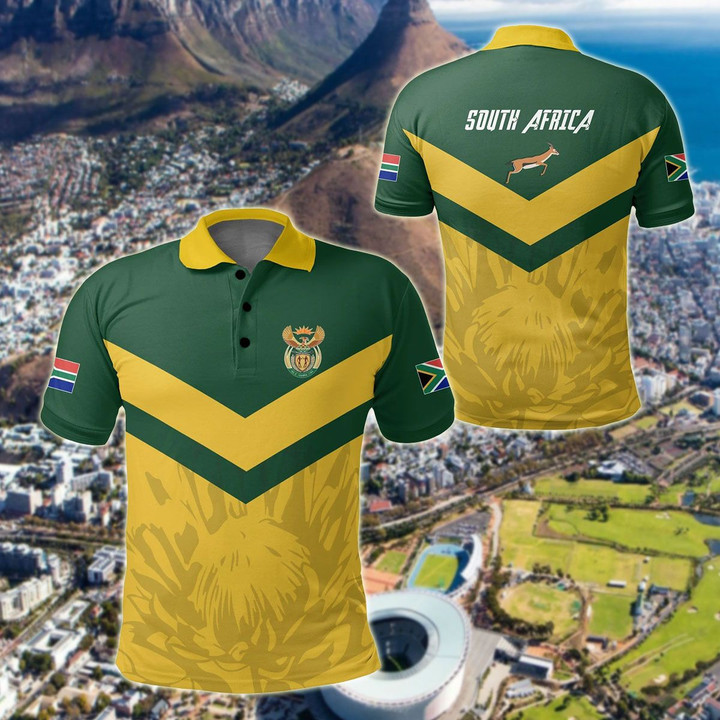 AIO Pride - South African Rising King Protea Yellow Unisex Adult Polo Shirt