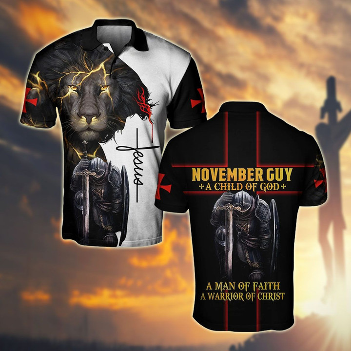 AIO Pride - November Guy A Child Of God A Man Of Faith A Warrior Of Christ Unisex Adult Polo Shirt