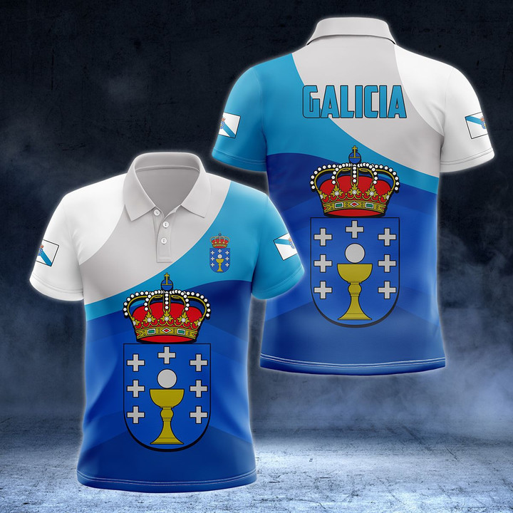 AIO Pride - Galicia Coat Of Arms Flag Special - New Version Unisex Adult Polo Shirt