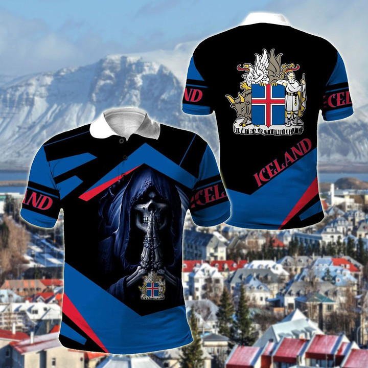 AIO Pride - Iceland Skull Unisex Adult Polo Shirt
