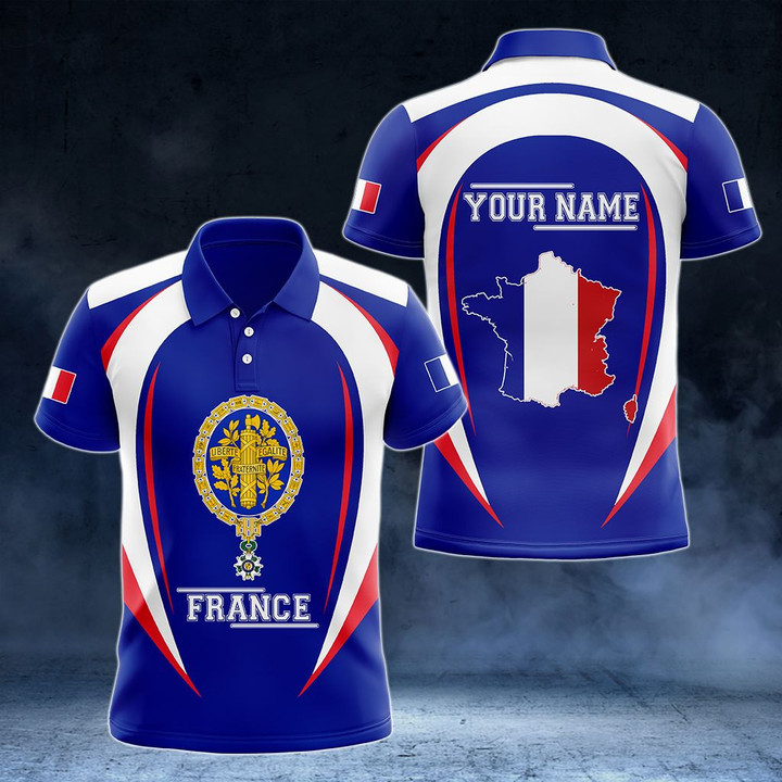 AIO Pride - Customize France Map & Coat Of Arms Unisex Adult Polo Shirt