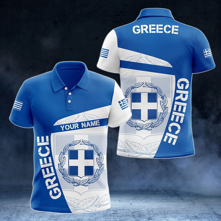 AIO Pride - Customize Greece Coat Of Arms - Premium Style Unisex Adult Polo Shirt