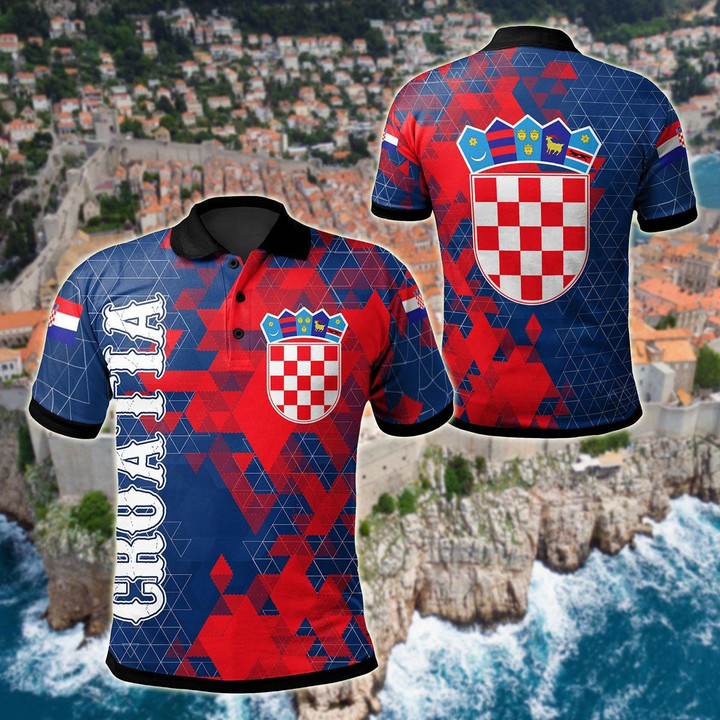 AIO Pride - Croatia National Flag Polygon Style Unisex Adult Polo Shirt
