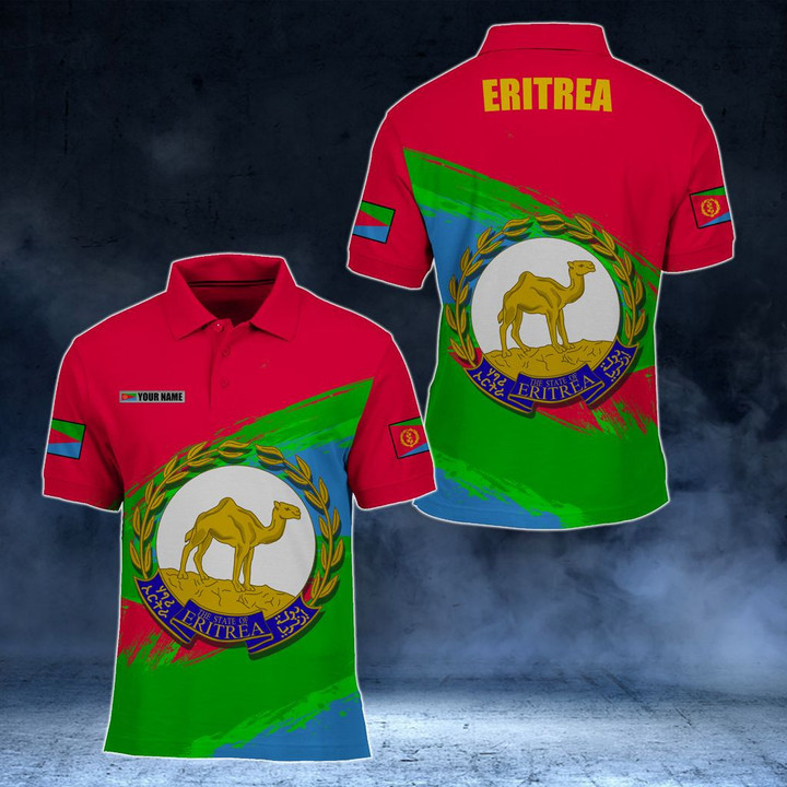 AIO Pride - Customize Eritrea Coat Of Arms Paint Style Unisex Adult Polo Shirt