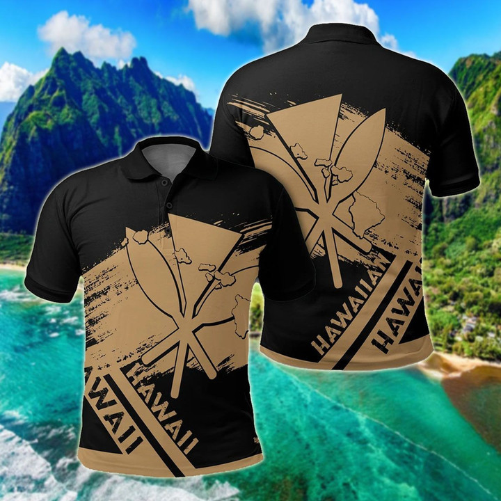 AIO Pride - Hawaiian Map Kanaka Identifier Brusch Style Unisex Adult Polo Shirt