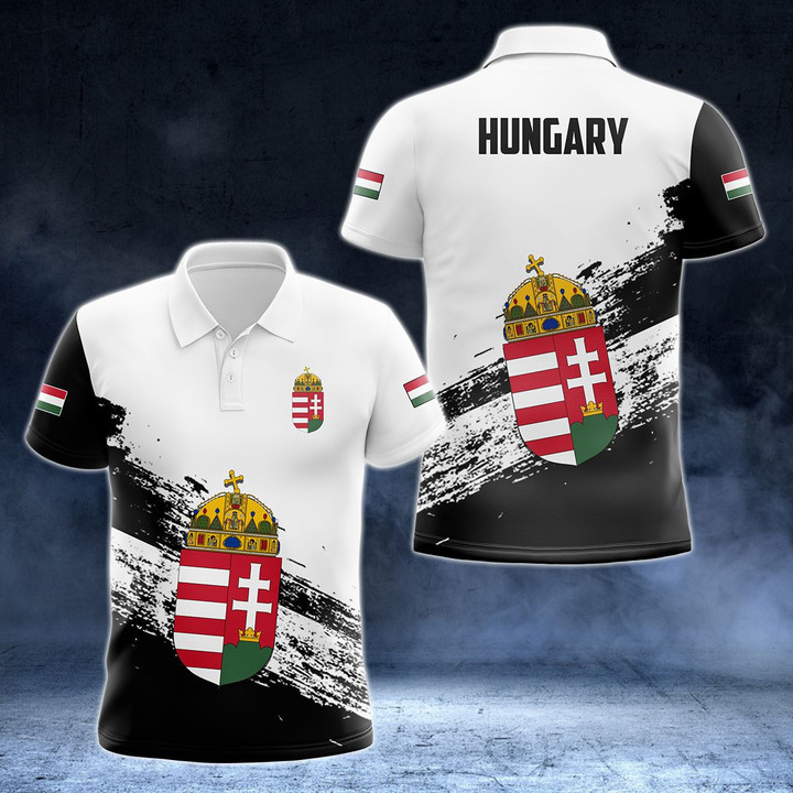 AIO Pride - Hungary Coat Of Arms Black And White Unisex Adult Polo Shirt