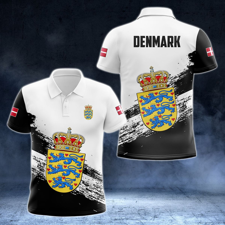 AIO Pride - Denmark Coat Of Arms Black And White Unisex Adult Polo Shirt