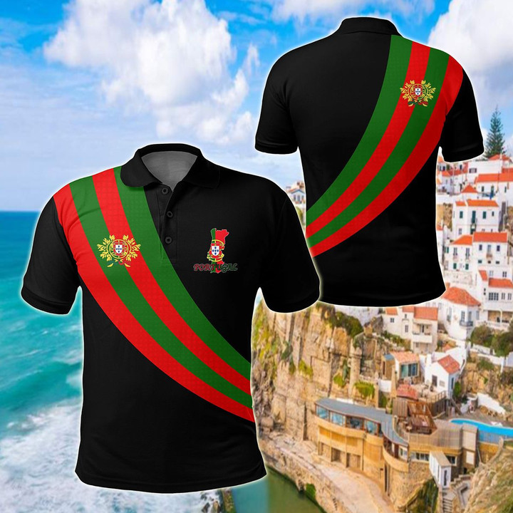 AIO Pride - Portugal Special Flag Black Version Unisex Adult Polo Shirt