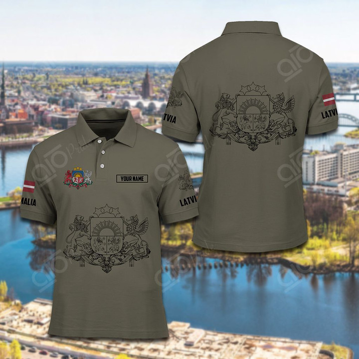 AIO Pride - Customize Latvia Coat Of Arms Polo Shirt
