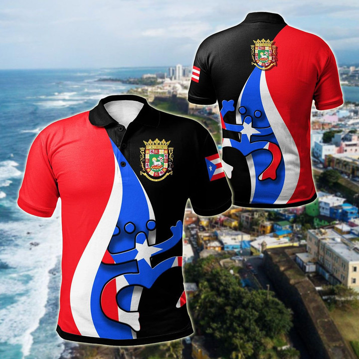 AIO Pride - Puerto Rico Flag Coqui Frog Unisex Adult Polo Shirt