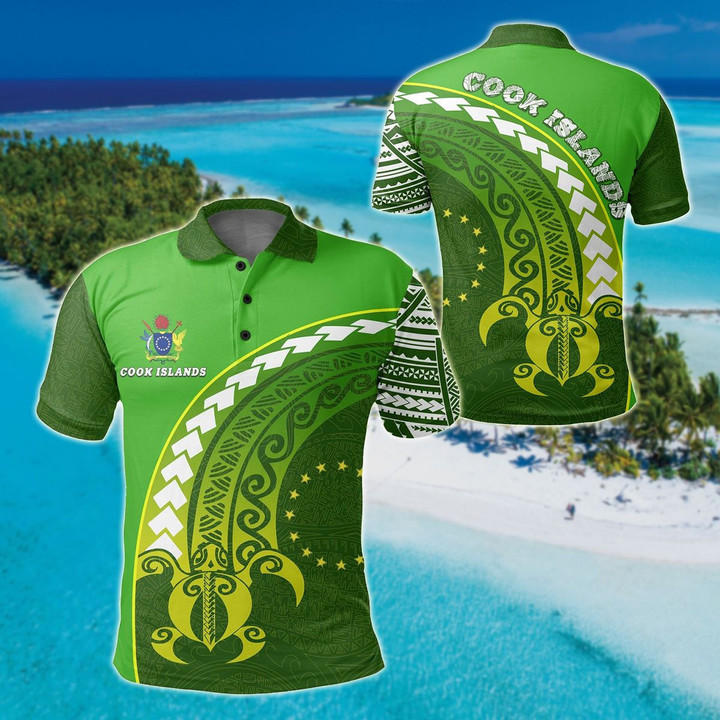 AIO Pride - Cook Islands Turtle Polynesian Wave Style Unisex Adult Polo Shirt