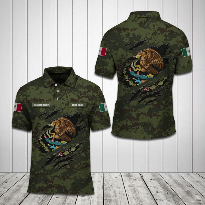 AIO Pride - (Custom) Mexico Coat Of Arms - Camo Unisex Adult Polo Shirt