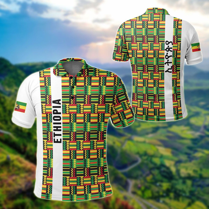 AIO Pride - Ethiopia Stripe African Pattern Unisex Adult Polo Shirt