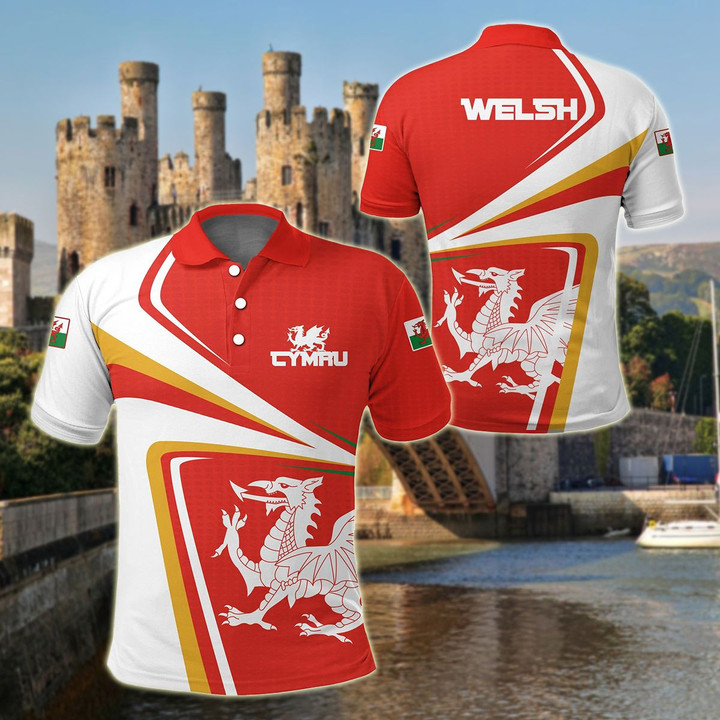 AIO Pride - Welsh Dragon Sporty Unisex Adult Polo Shirt