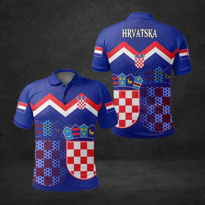 AIO Pride - Croatia Coat Of Arms Blue Unisex Adult Polo Shirt