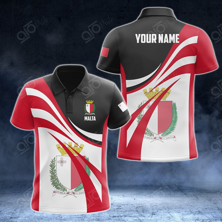 AIO Pride - Customize Malta Flag Color 3D Unisex Adult Polo Shirt